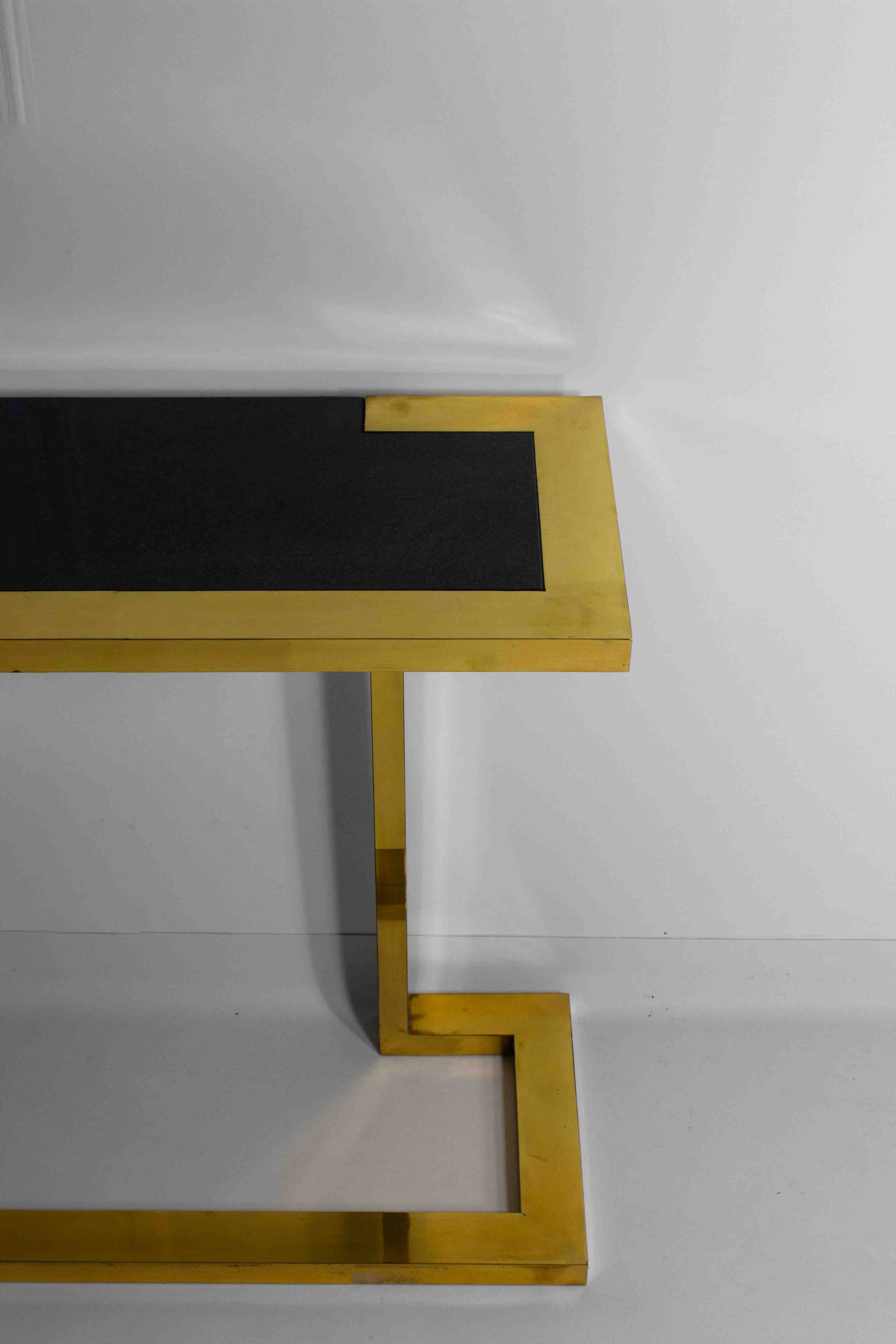 Rare Nucci Valsecchi console in bronze and blue granite, Italy 1970s