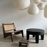 Coffee table en bois massif monoxyle noir