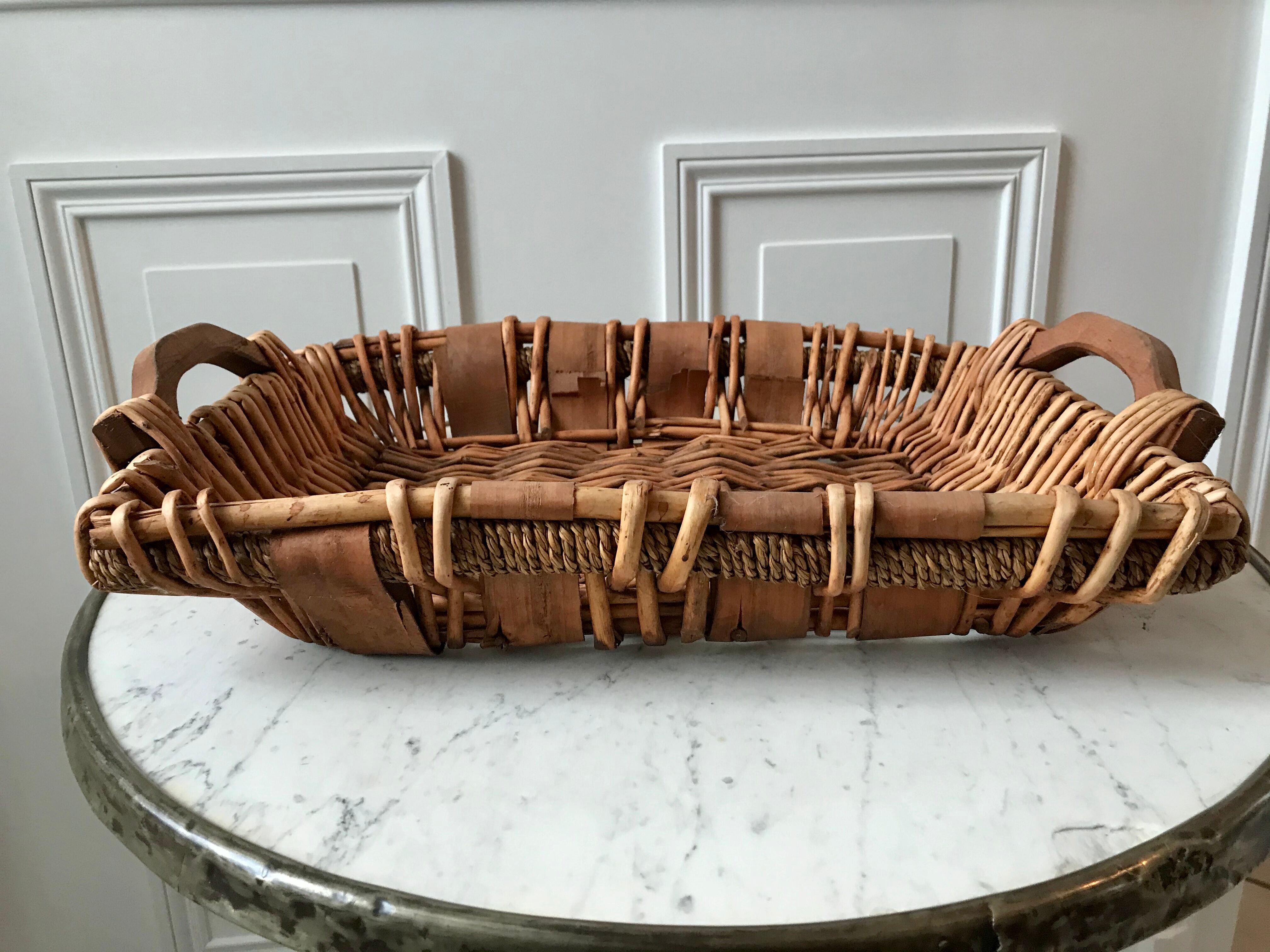 Wooden and bamboo tray 60s-70s