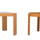 Porada Arredi Beechwood Smoked Glass side tables 1970s Italy