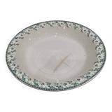 Plat creux ancien en porcelaine opaque de Gien terre de fer décor vert
