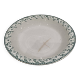 Old hollow dish in opaque Gien iron earth porcelain with green decor
