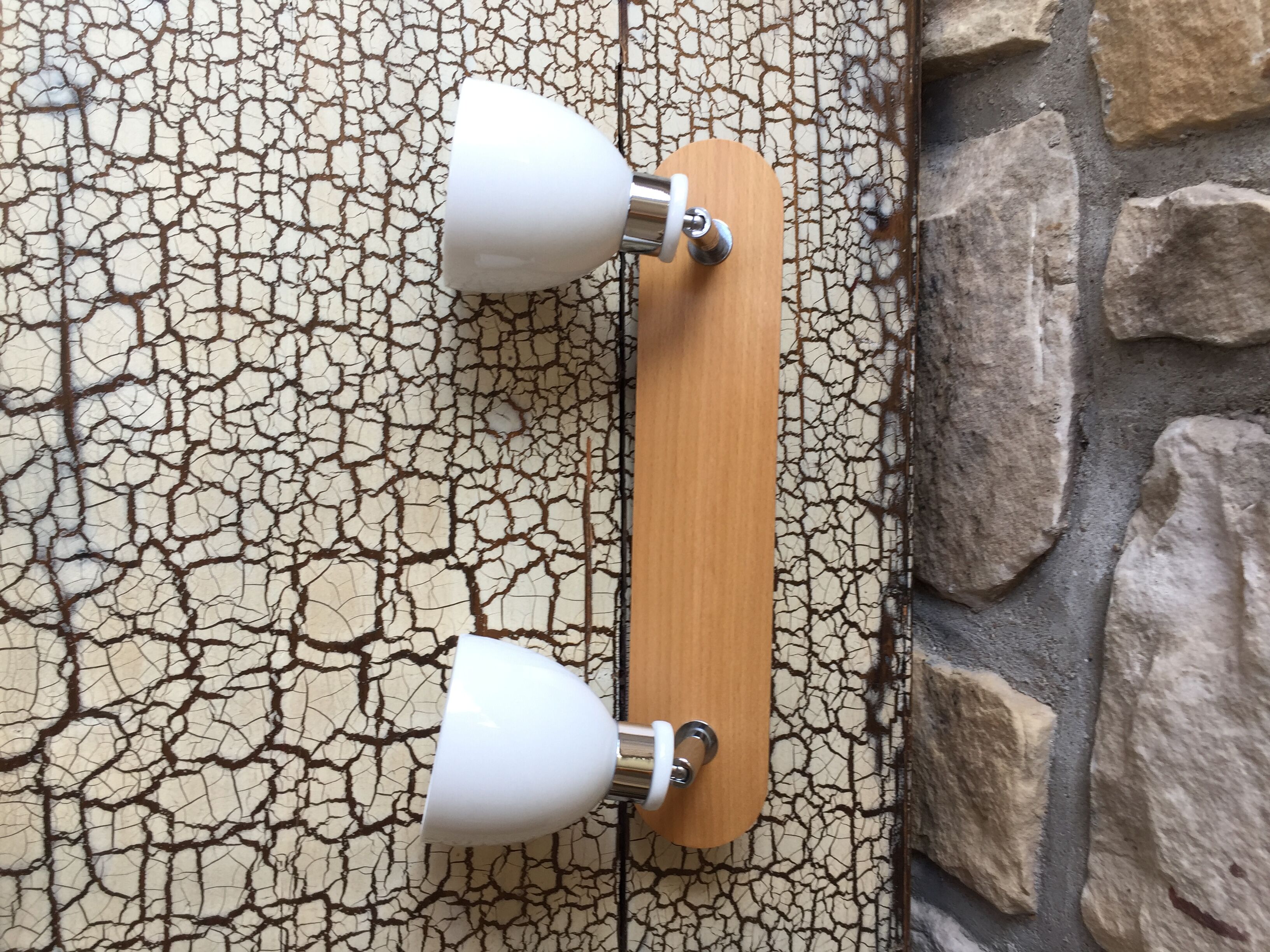 Vintage double metal and porcelain sconce
