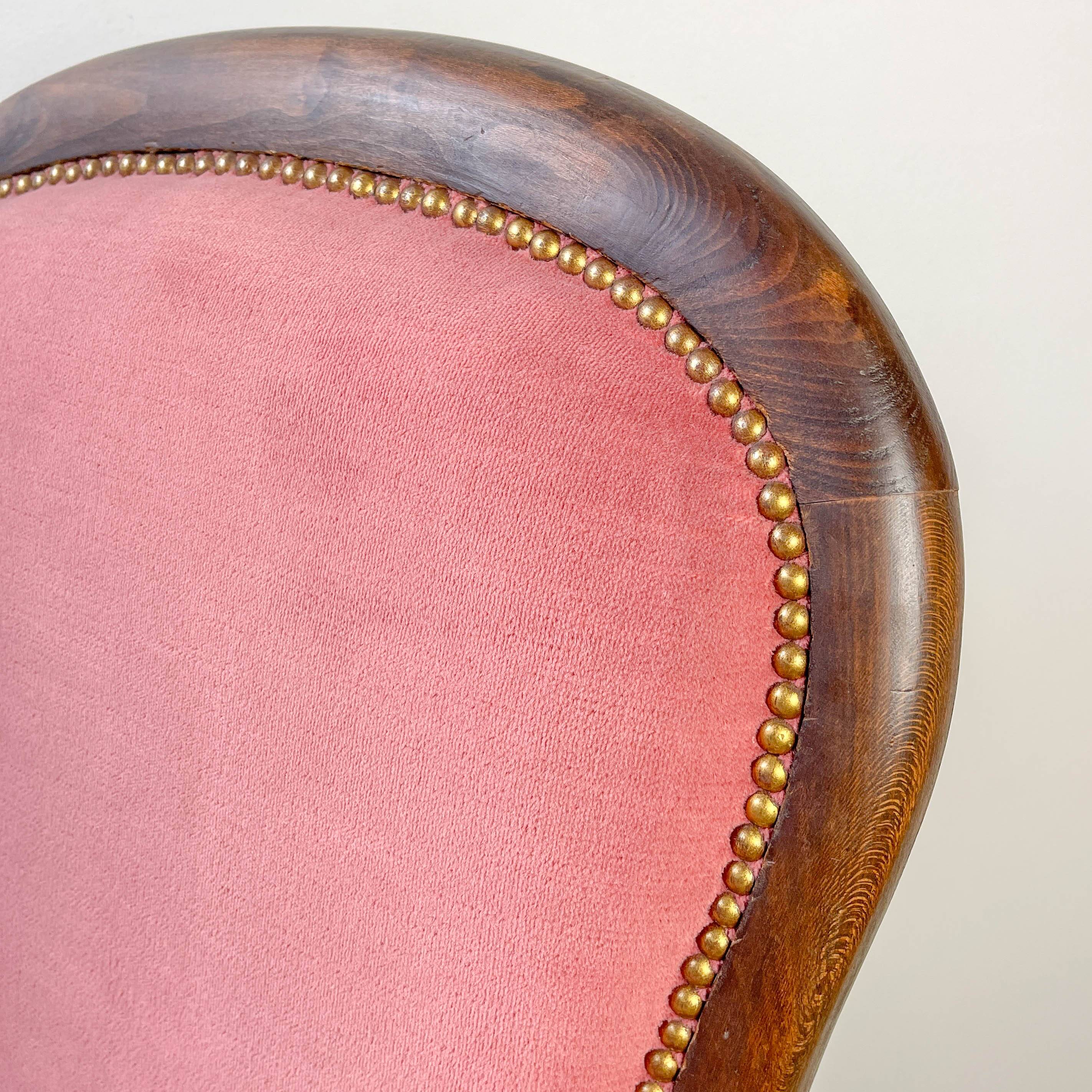 Louis Philippe armchair in pink velvet