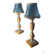 Pair of classic 1970 marble bedside lamps, new lampshades, electrical in working order, 39x14.