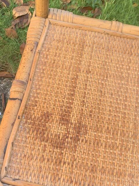 Vintage 3-tier bamboo and rattan shelf