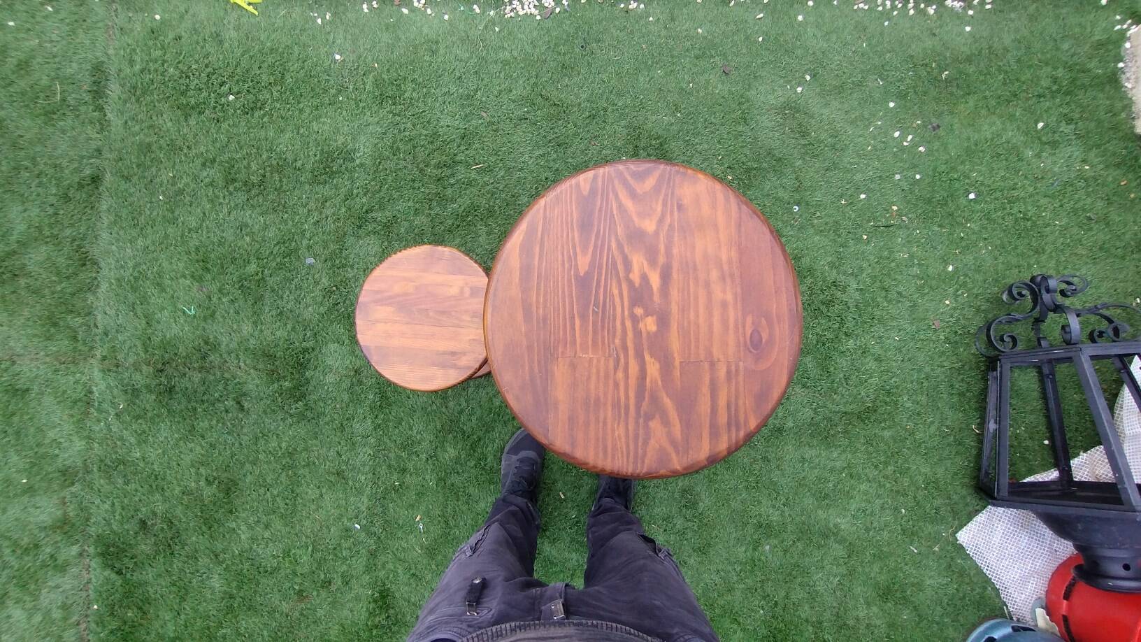 Set of 2 solid wood plant stands.