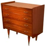 Vintage varnished teak chest of drawers 1970