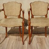 Pair of Louis XVI armchairs, upholstered in giraffe-pattern velvet