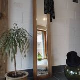 Beveled mirror vintage blond oak frame