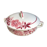 Vintage earthenware soup kitchen - 50s - model F.P Anna - decoration red flowers