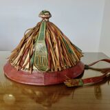 African conical hat, Fulani, in leather and braided rope, 1900s