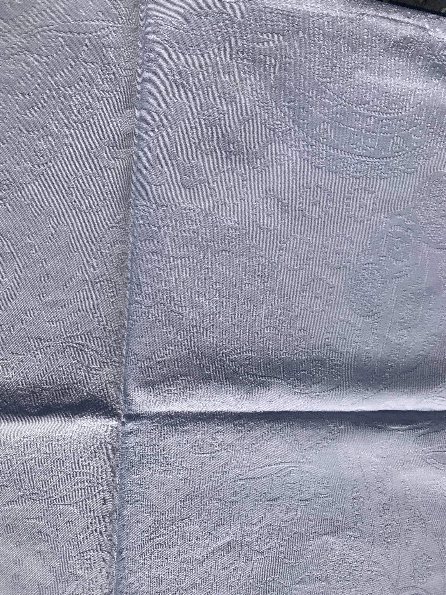 7 white damask cotton napkins, Christian Lacroix, vintage