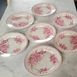 7 assiettes plates motif Mûre de chez Badonviller