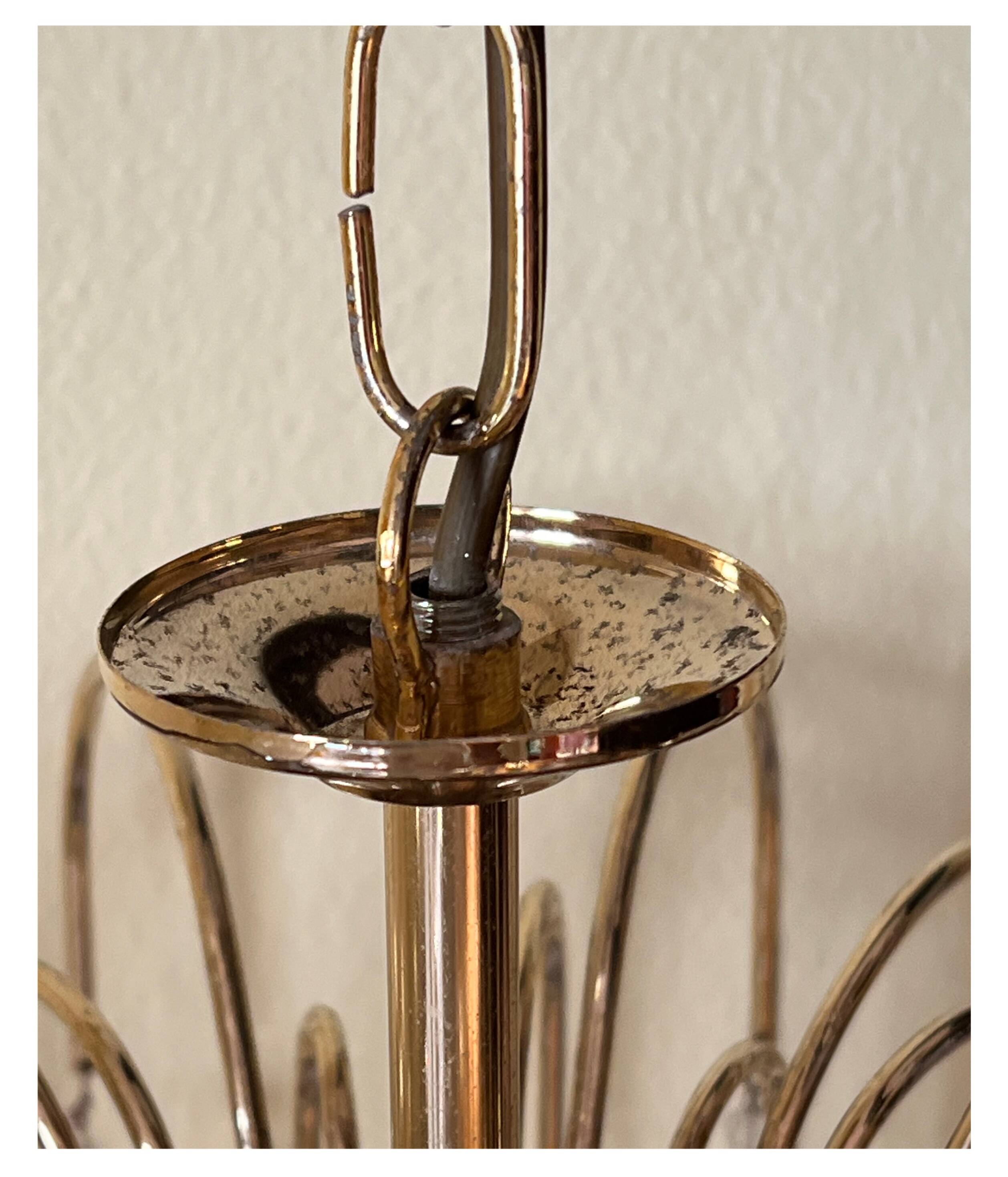 Vintage Murano Amber Glass Teardrop Chandelier - 1960-70s