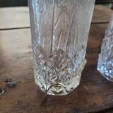 Pair of thick pressed glass art deco vases