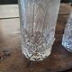 Pair of thick pressed glass art deco vases