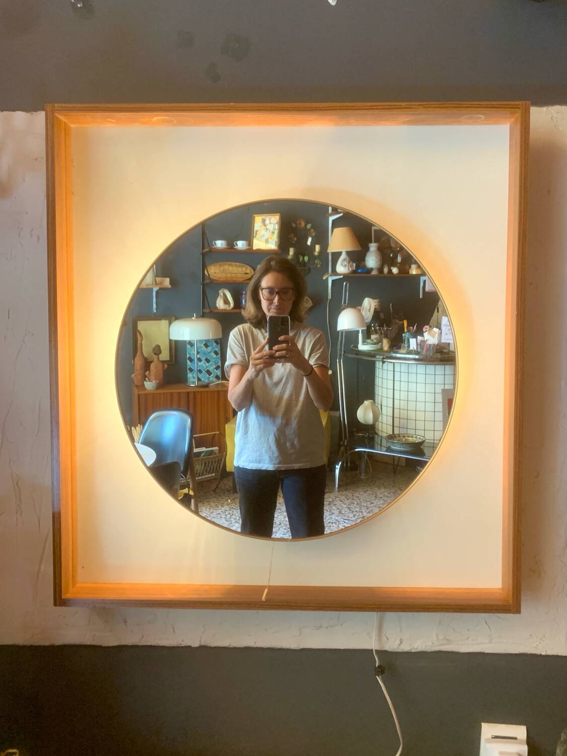 Large vintage backlit mirror