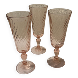 Set of 3 pink Champagne flutes Rosaline 1970