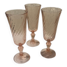 Set of 3 pink Champagne flutes Rosaline 1970