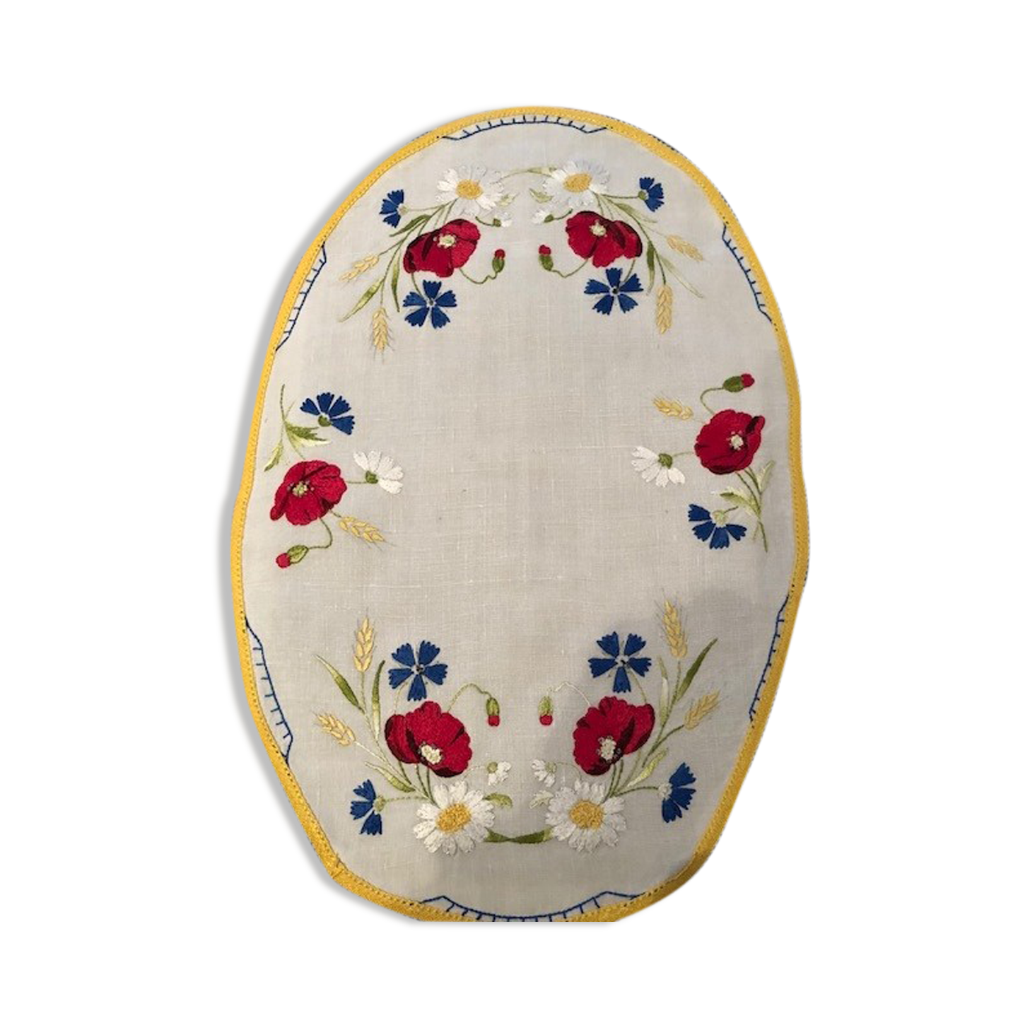 Antique handmade embroidered placemat 52x35cm