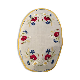 Napperon ancien broderie fait main 52x35cm