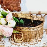 Decorative wicker suitcase