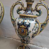 2 vases with double handles - faience from Desvres 1900