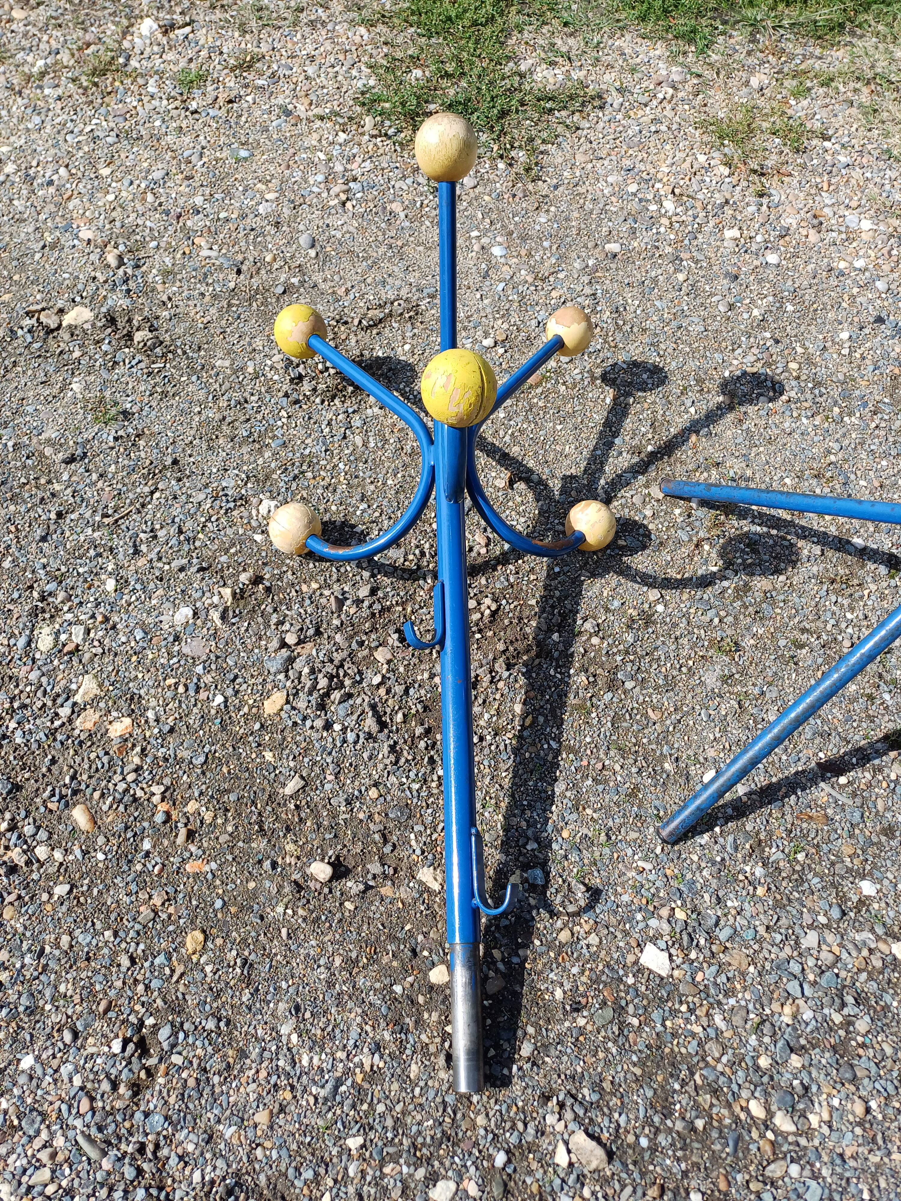 Vintage Coat Rack, Metal and Wooden Balls.