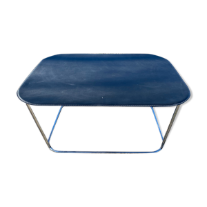 Table de salon design cuir et chrome