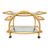 Vintage Trolley in Rattan, Bentwood and Leather, Italy, 1970s