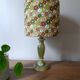 Vintage retro lamp with green marble base, floral shade.