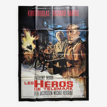 Affiche cinéma originale « Les héros de Telemark » Kirk Douglas 120x160cm 1965