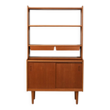 Scandinavian teak bookcase with suspended drawers