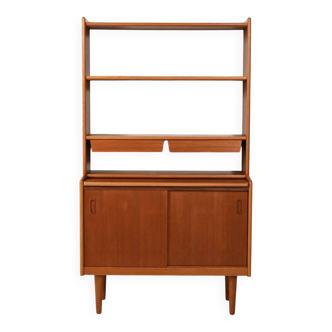 Scandinavian teak bookcase with suspended drawers