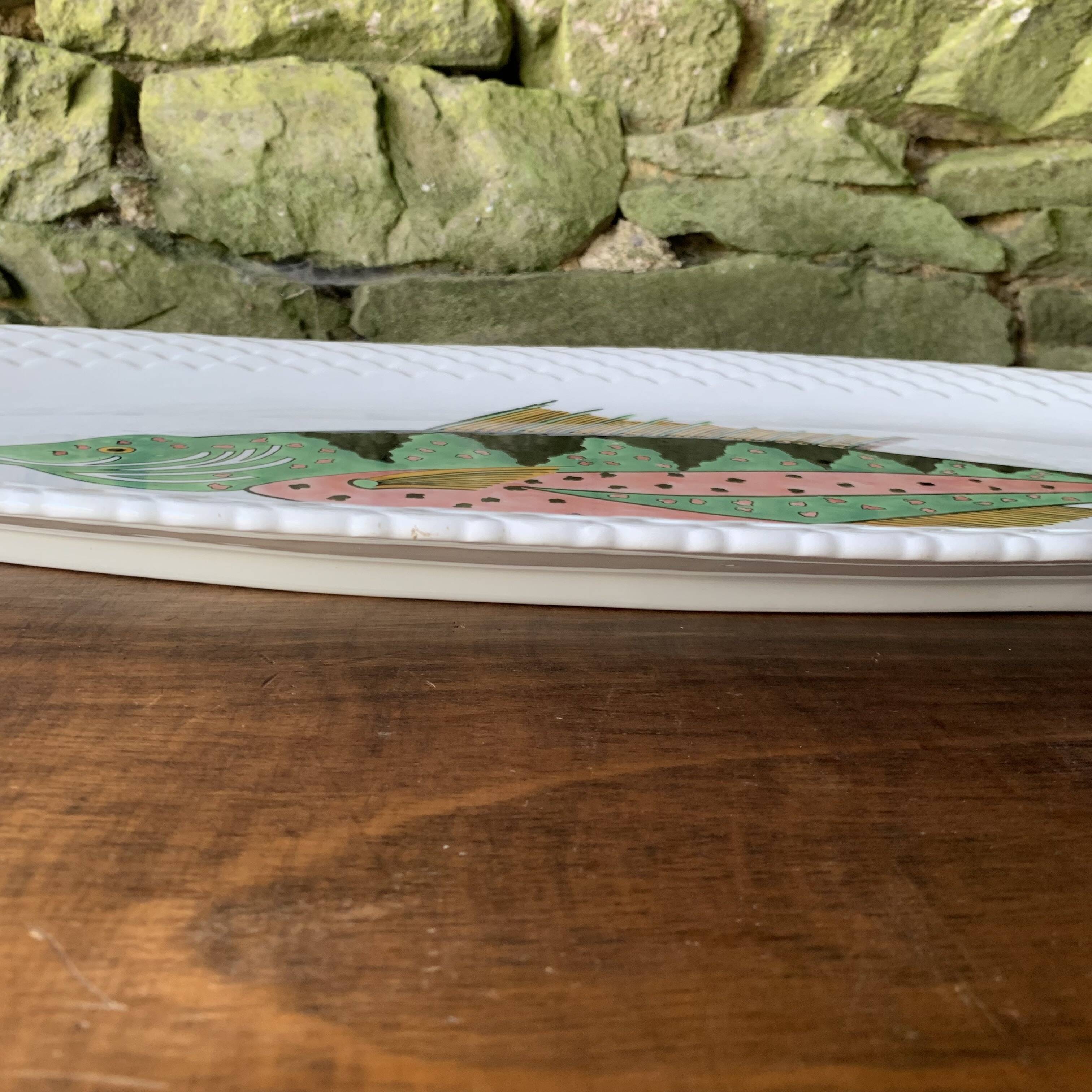 Grand plat à poisson Gien modèle Baie d'Halong