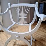 white Dagobert armchair with caning
