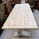 Industrial table with sandblasted top and bleached legs.