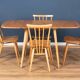Retro Blonde Ercol Model 383 Dining Table & Four Stick Back Kitchen Dining Chairs
