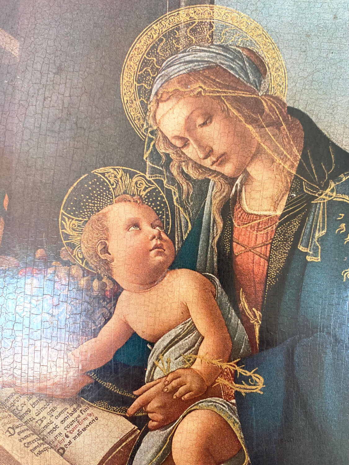Religious icon on gilded wood: The Madonna of the Book