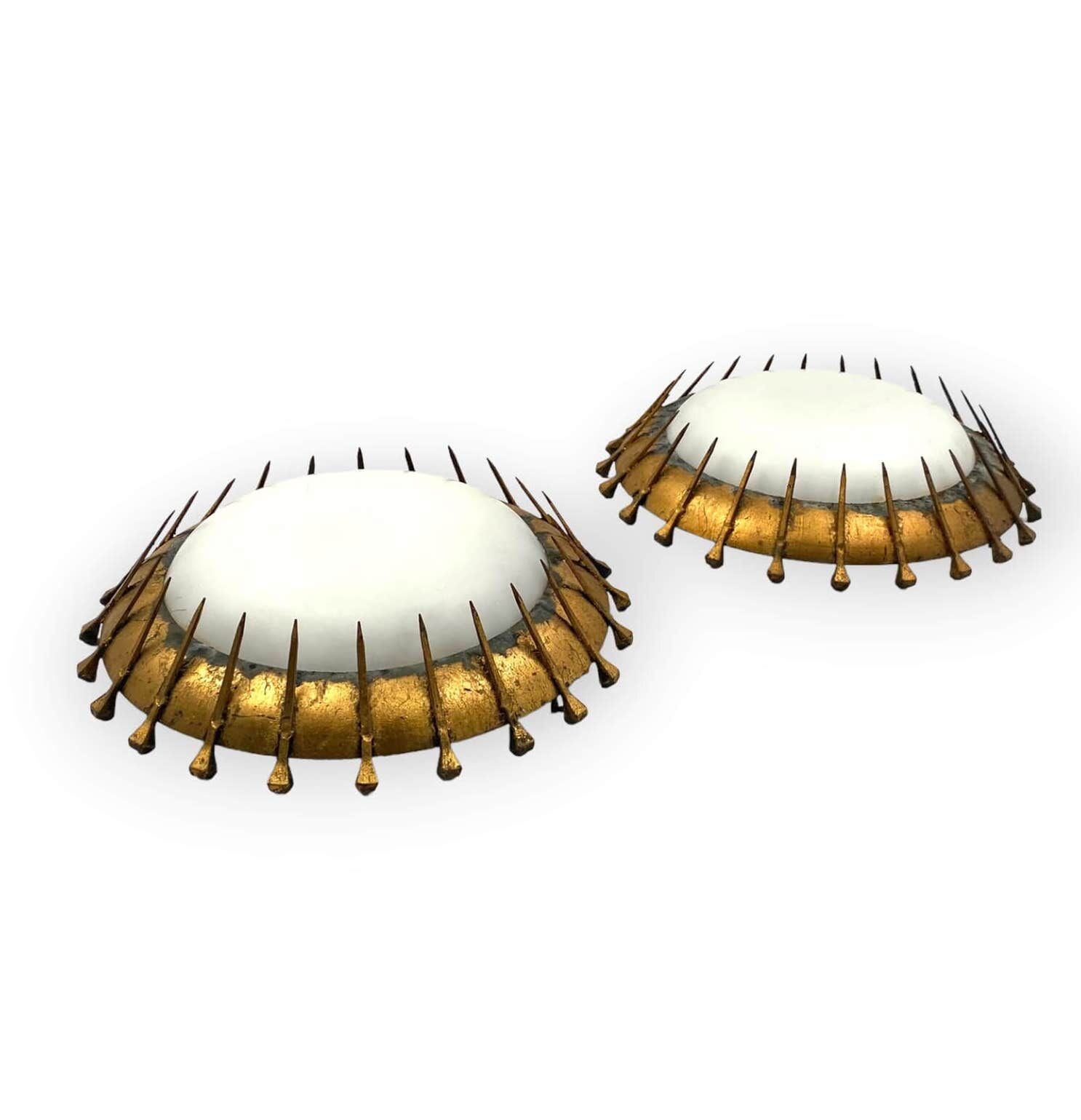 Set of 2 Brutalist sconces, France 1960s