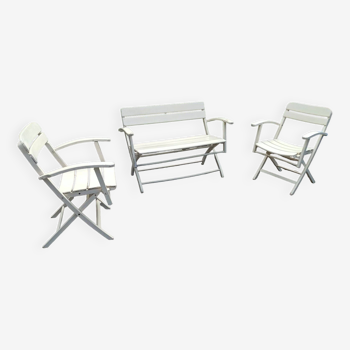 German Garden Chairs + Bench Benniza, 1970s