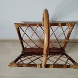 Rattan magazine rack from the 1950s