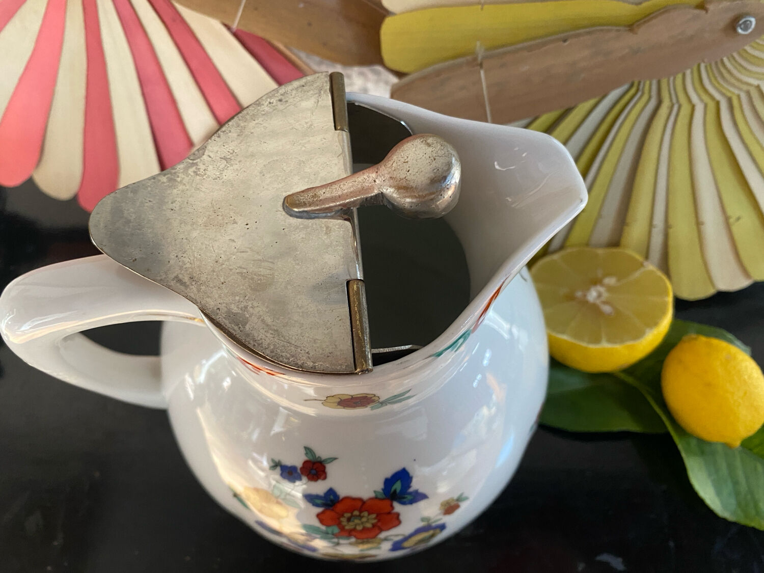 Vintage porcelain jug with lid