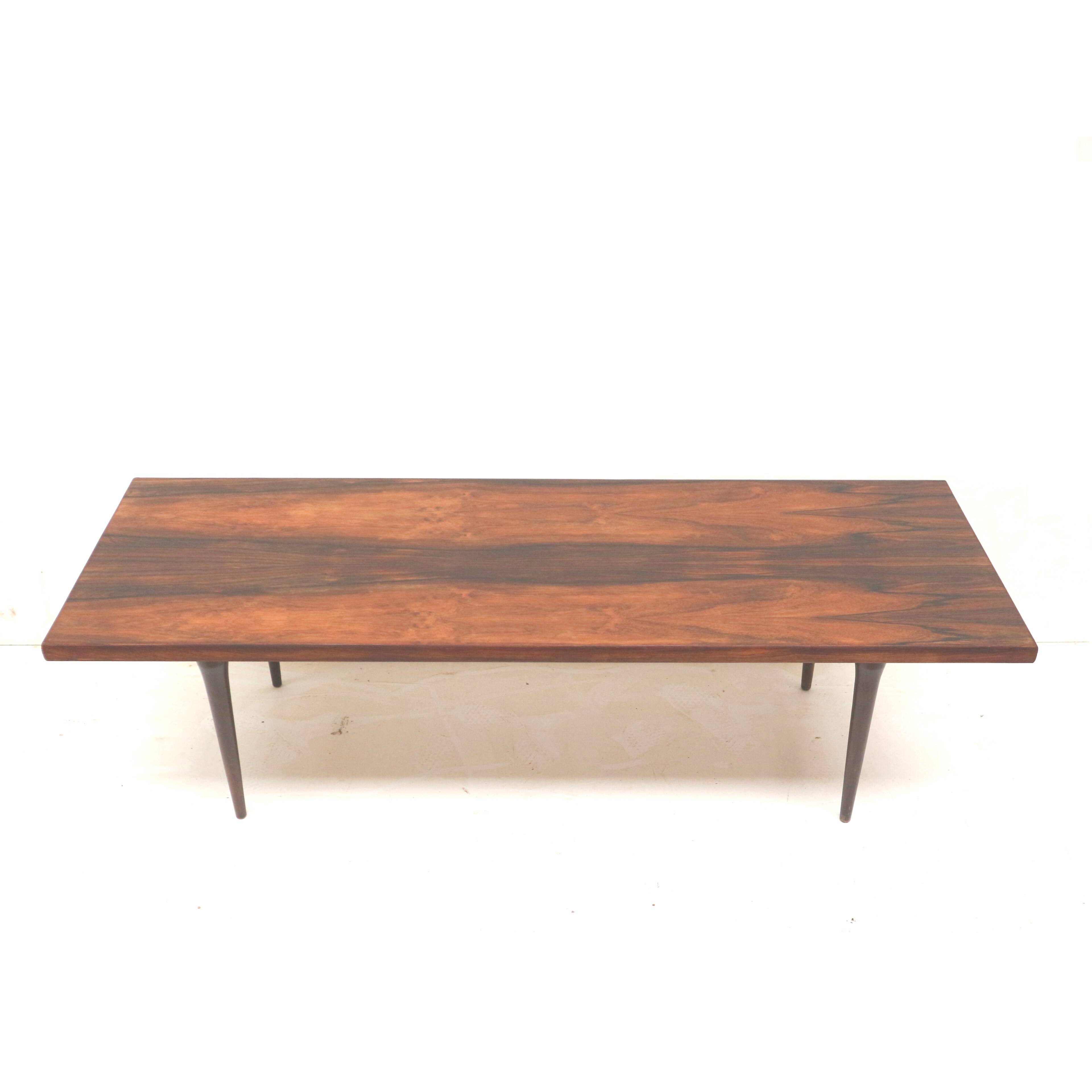 Large rare mid century rosewood coffee table from the 1960s