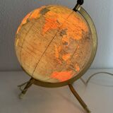Vintage 1967 terrestrial globe Taride tripod gold glass world map - 22 cm