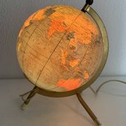Vintage 1967 terrestrial globe Taride tripod gold glass world map - 22 cm