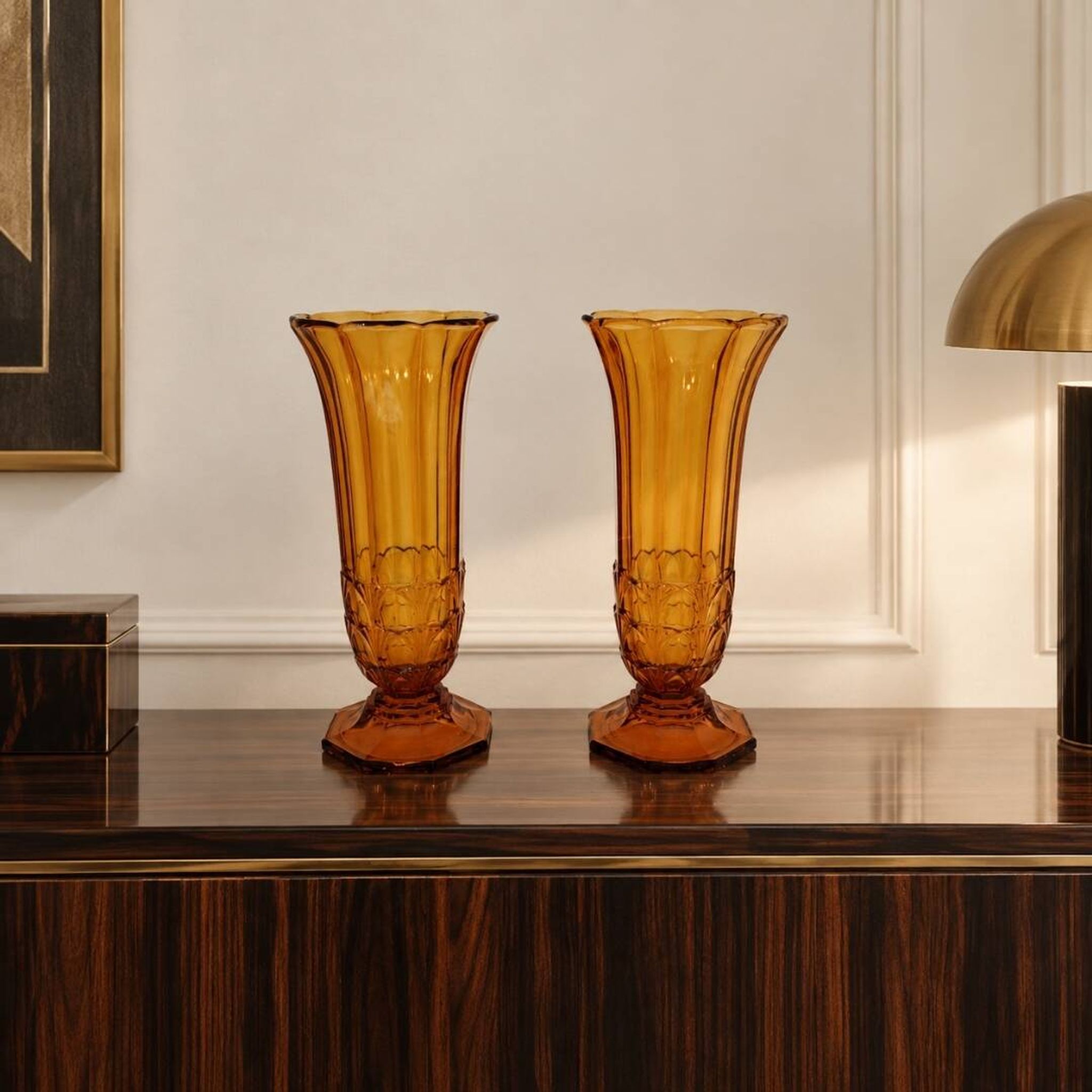 Pair of Art Deco vases, Val-Saint-Lambert crystal, 1930