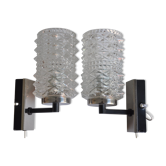 Pair of iron, chromed metal and glass years 50 / 60