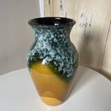 Vase vintage rétro Jaune Moutarde et Vert Éclatant - Oeuvre Texturée Fat Lava